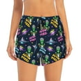 thumbnail image 2 of Rateoe Monster Pizza Printed 2 in 1 Women's Workout Shorts for Athletic Gym Running Shorts with Phone Pockets-Medium, 2 of 7