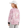thumbnail image 2 of Xoenoiee Axolotl Cherry Blossom Print Girls Sweatshirt Lightweight Workout Pullover Athletic Long Sleeve Top for Running Hiking Round Neck Fall Winter Clothes, 11-12 Years, 2 of 7