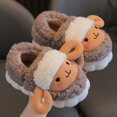 thumbnail image 2 of Yindaity House Slippers Kids Slippers Boys Girls Warm Soft Plush Memory Foam House Slippers Big Little Kids Non-Slip Winter Home Shoes for Indoor(Coffee,10.5), 2 of 4