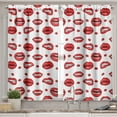 thumbnail image 2 of Ambesonne Vintage Valance & Curtain, Woman Lips with Gestures, 55"x24", Vermilion and White, 2 of 6
