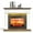 C# White & Brown with LED Lights & Red Brick Fireplace, variant on Holliwill Electric Fireplace Mantel, 44" Freestanding Fireplace Heater with LED Lights, Infrared Quartz Heater, 1400W, White & Brown