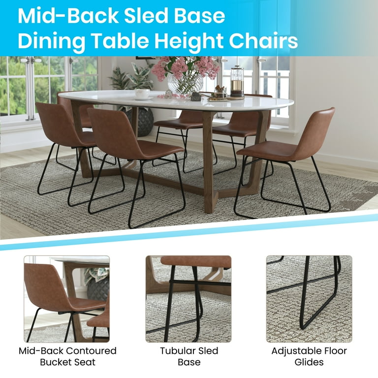 Merrick Lane 18 inch Faux Leather Bucket Seat Dining Chairs with