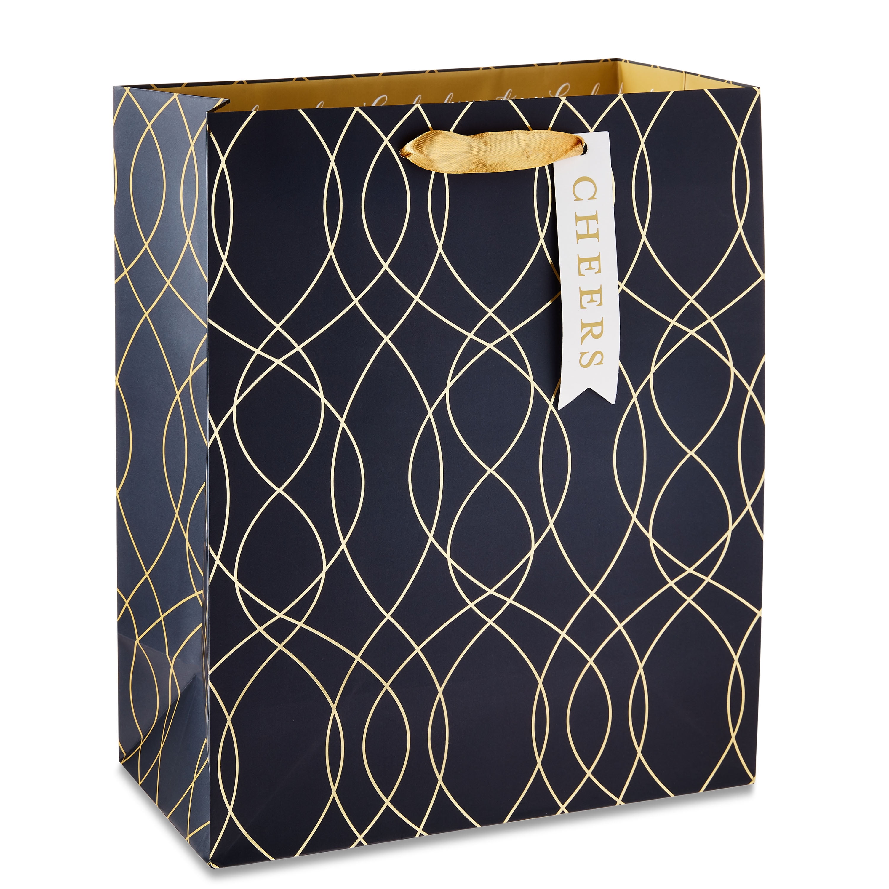 Black/Gold Paper Gift Bag, 10" x 12", by Way To Celebrate