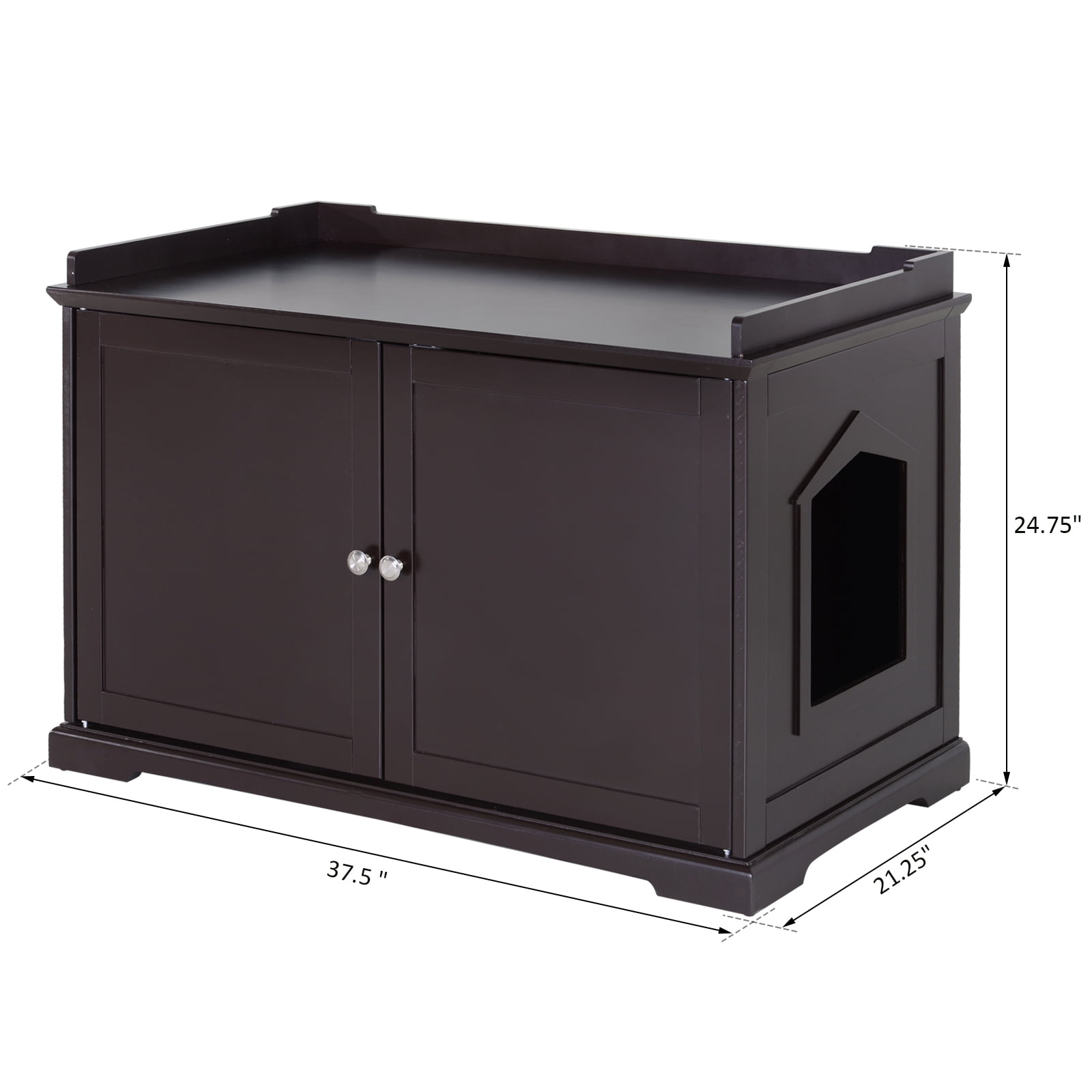 Pawhut 375 Wooden Cat Litter Box End Table Cabinet With Storage