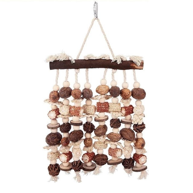 Tignapoo Large Chewable Parrot Toy with Corn Cob and Wood Blocks - Colorful Bird Cage Accessory for African Gray, Cockatoos, and Conures (Model B)