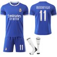 thumbnail image 1 of 2025-2026 Real Madrid Away Shirt Blue Kids & Adult Football Shirt with Socks No.11 RODRYGO, 1 of 2