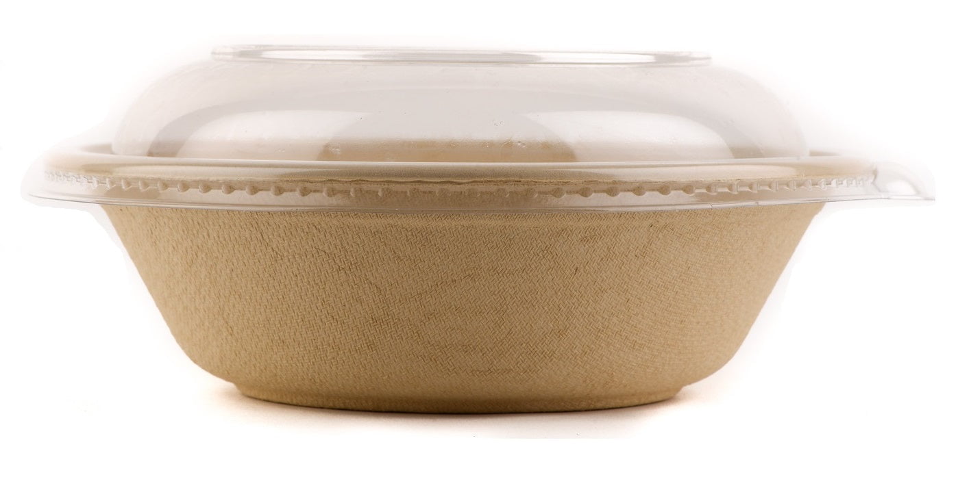 500 Count - EcoQuality 32oz Round Disposable Bowls with Dome Lids Natural  Sugarcane Bagasse Bamboo Fibers Sturdy Compostable Eco Friendly