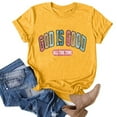 thumbnail image 4 of Womens T Shirts Tops Printing Short Sleeves Crew Neck Loose T Womens Summer Clothes,Yellow,L, 4 of 4