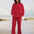 thumbnail image 3 of CHOK Cotton Linen Sets for Women 2 Piece Long Sleeve Lounge Set Lightweight Pants Spring Summer Outfits, 3 of 7