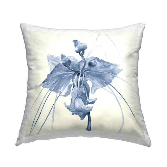 Stupell Industries Blue Iris Flower Blossom Square Decorative Printed Throw Pillow, 18 x 18