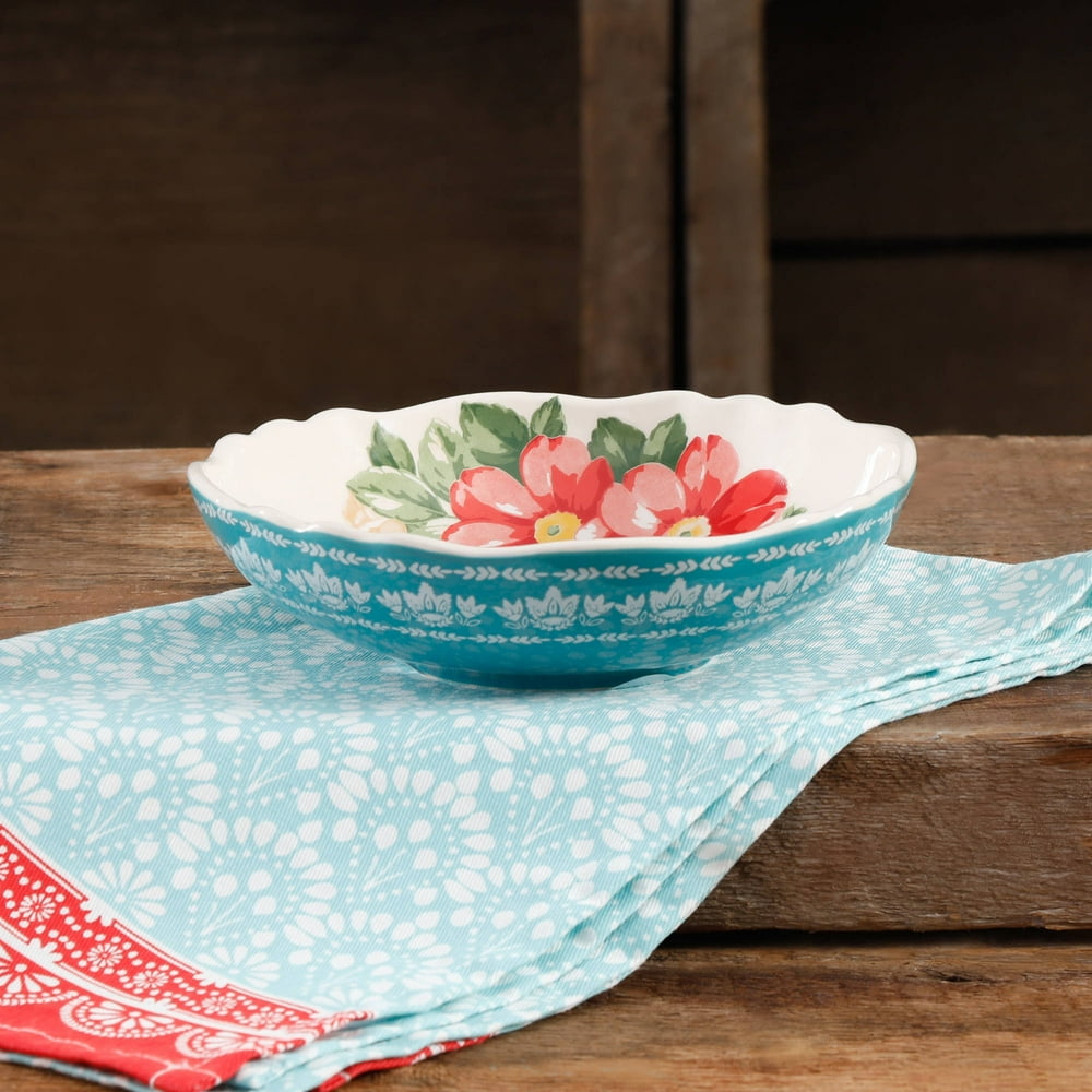 The Pioneer Woman Vintage Floral 7.5" Teal Pasta Bowl