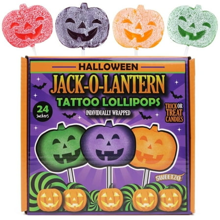 Pumpkin Tattoo Lollipops, Halloween Candy, 24 Count, 10.16 Ounce Box