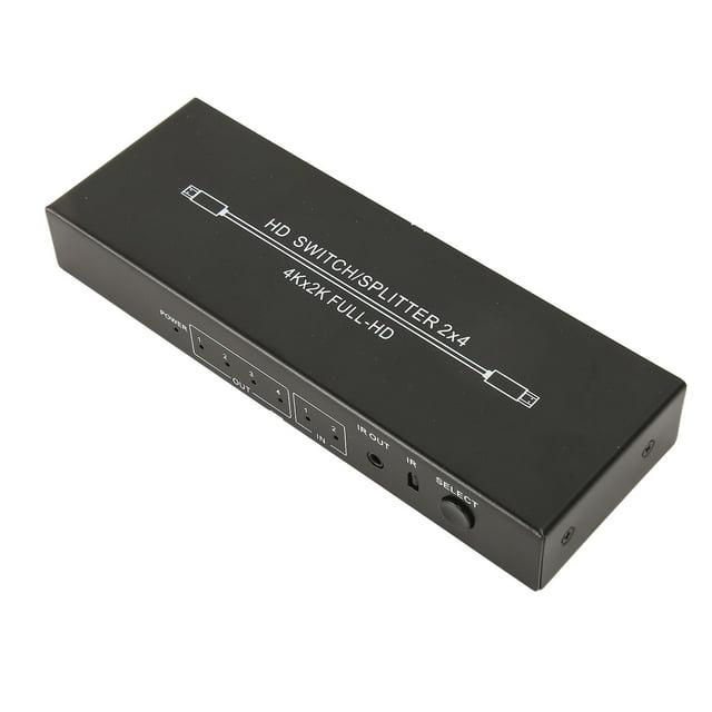 HD Multimedia Interface , 2x4 HD Multimedia Interface Splitter Aluminum Alloy 4Kx2K At 60Hz with Remote Control for Set Top Box EU Plug,UK Plug,US Plug