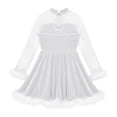 thumbnail image 4 of YiZYiF Kids Girls Christmas Dance Dress Velvet Santa Holiday Festival Xmas Figure Ice Skating Dress White-A 10, 4 of 7