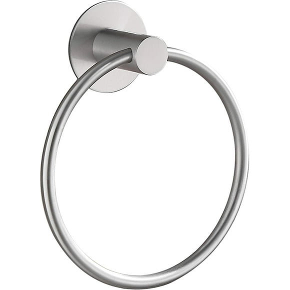 Elegante porta toallas de mano de acero inoxidable, adhesivo a prueba de óxido, montaje en pared para baños y cocinas, sin perforaciones, fácil instalación