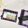thumbnail image 4 of ALAZA 2 Pack Pencil Pouch Purple Checkered Grid Pattern Pencil Case for 3 Ring Binder Clear Window Pencil Bag Organizers, 4 of 6