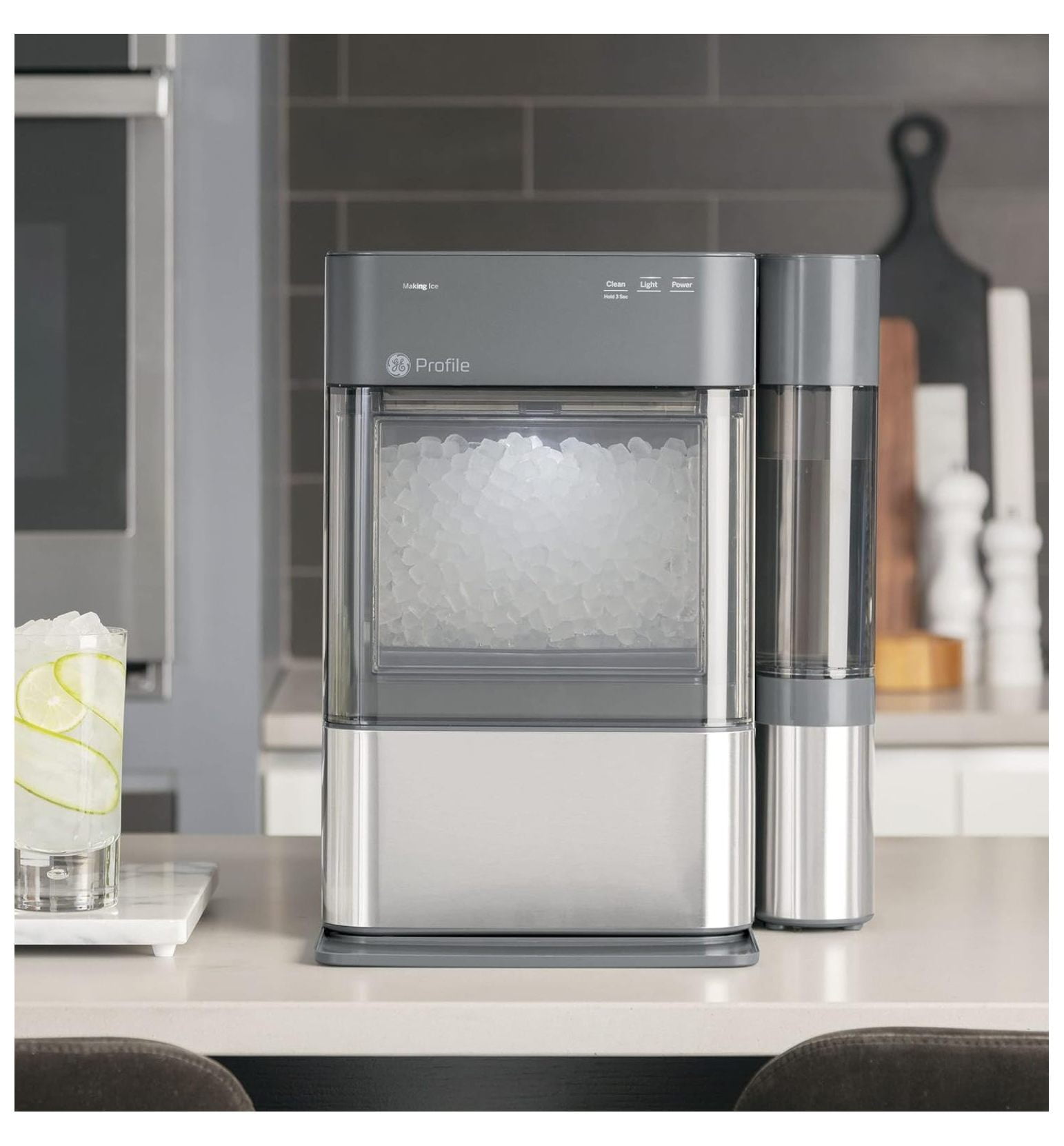 Opal | Side for 2.0 Opal Nugget Ice Maker | Easy Attachment to Opal Ice Machine | 0.75-Gallon | Allows for 3X More Ice Before Refill | Stainless Steel (P4AAKASSPSS)
