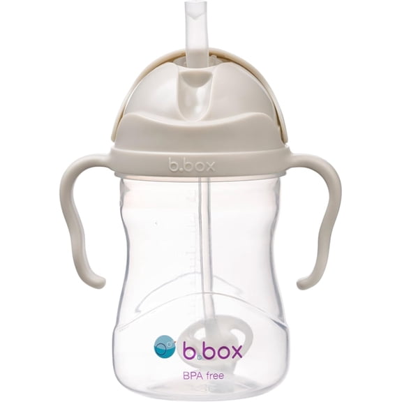b.box Sippy Cups for Toddlers, Leakproof Weighed Straw Cup for 6 month, Toddler Water Bottle with Handles, BPA Free, Dishwasher Safe, 8 oz - Latte