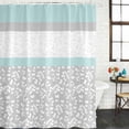 thumbnail image 3 of Aqua Grey Waterproof Fabric Shower Curtain,Chic Garden Floral Stripe Embroidery Design Waterproof Fabric Shower Curtain for Bathroom Curtains Bathtubs Shower Curtains with 12 Hooks Stall 48x72in, 3 of 8