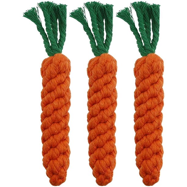 Juguetes para perros 3 juguetes para masticar para la dentición de cachorros, juguetes para masticar para perros, juguetes de cuerda, juguetes para masticar para gatos, juguetes de conejo trenzados seguros, regalo saludable ER