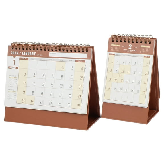 OULII 2026 Daily Desk Calendar, Khaki, Easel Style, Office Planner, 2Pcs
