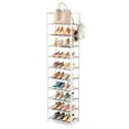 thumbnail image 1 of Estante para zapatos LANTEFUL, 10 niveles de altura, 20 a 25 pares con ganchos, color blanco, 1 of 8