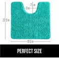 thumbnail image 5 of Plush Absorbent Shaggy Chenille Bath Rug Mat for Toilet Base with Rubber Backing, Machine Washable, Microfiber Bathroom Contour Mats for Toilets, Bath Room Decor, Oval 22.5x19.5 Turquoise, 5 of 6