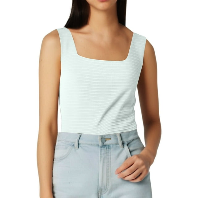 Camiseta sin mangas ajustada de color liso con cuello cuadrado para mujer - Camisola sexy sin espalda - Tejido de punto suave - Perfecta con vaqueros/faldas - Tallas S-XXL