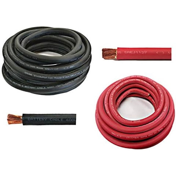 WNI 8 Gauge 30 Feet Black 30 Feet Red 8 AWG Ultra Flexible Welding Battery Copper Cable Wire - Made In The USA - Car, Inverter, RV, Solar