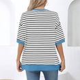 thumbnail image 4 of hxobax Women Oversized Striped Tshirt Crewneck Colorblock Short Sleeve Tunic Tops Irregular Pullover, 4 of 7