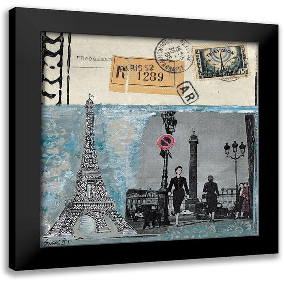 Sigrid, M. 12x12 Black Modern Framed Museum Art Print Titled - Souvenirs de Paris