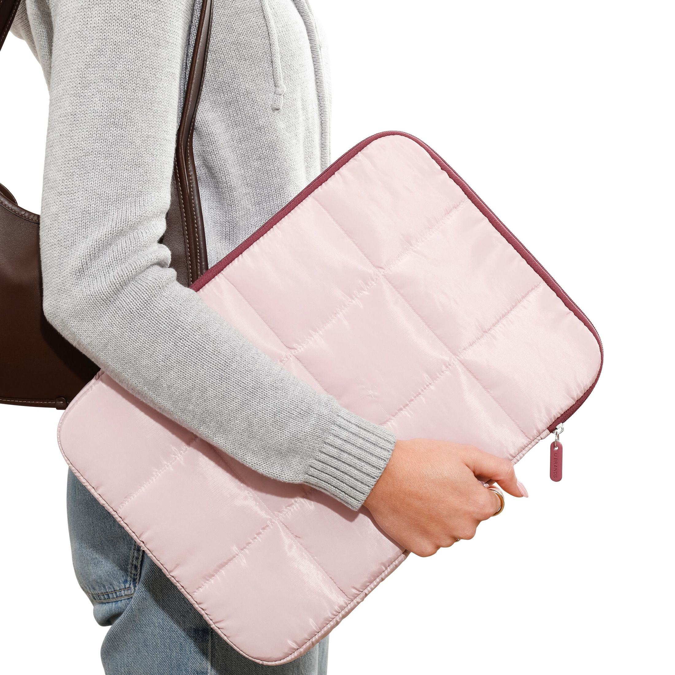 U BRANDS Nylon Puffer Laptop Sleeve, 15 inch, Rose Pink photo 7