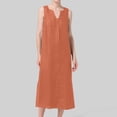 thumbnail image 4 of POIUYTR Women Summer Casual Sundress Split Neck Button Sleeveless Midi Dresses Beach Solid Color Tank Dress, 4 of 5