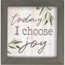 Today I Choose Joy Whitewash Greenery 7 x 7 Inch Pine Wood Framed Wall Art Plaque