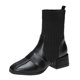 thumbnail image 1 of NECHOLOGY Botas Mujer Zapatos Botines de mujer Moda mujer malla mantener caliente dentro tiro felpa suela gruesa tacones cuadrados resbalón en botines cortos zapatos de punta redonda (Black, 7.5), 1 of 5