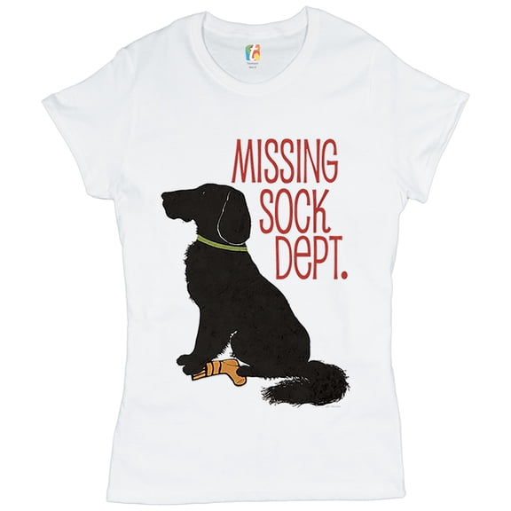 Tee Hunt Missing Sock Dept. T-Shirt Funny Flat-Coated Retriever Women's T-Shirt Grey