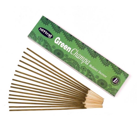 Nitiraj Color Champa Incense 2-Pack 25gm Slow Burning 1 Hour per Stick (Green)