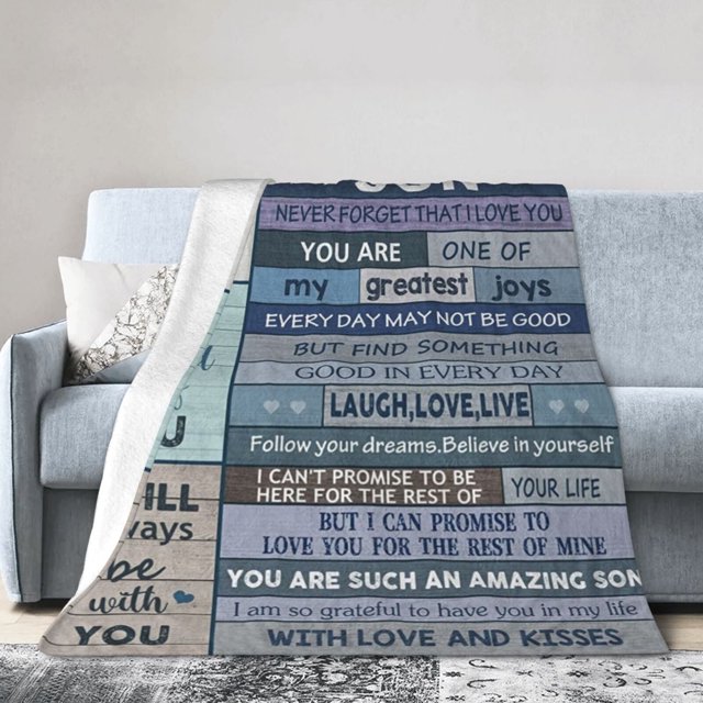 LHSHID To My Son Throw Blanket Soft Fuzzy Fleece Blanket For Couch Bed Living Room Decoration 60x80in