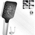 thumbnail image 1 of Shower Head with Hose - Water-Saving Shower Head 105mm - 3 Spray Types Rain Shower - High Pressure Shower Set with Holder - Silver Bathroom Shower for Family and Pets - Incl. Mounting, 1 of 6