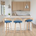 thumbnail image 3 of Sonia Swivel Counter Height Bar Stool with Blue Seat and Oak Wood- Set of 2, 3 of 12