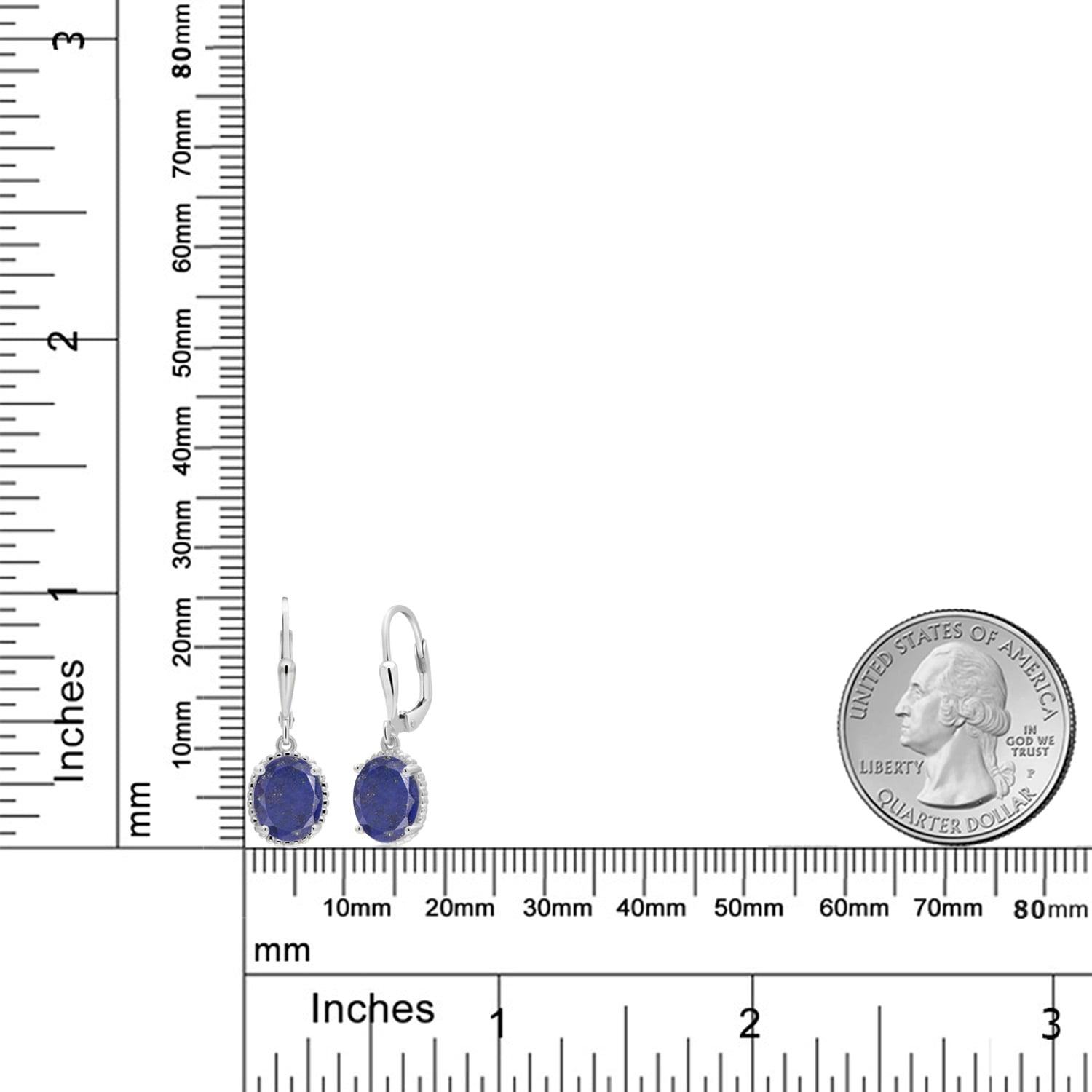 Gem Stone King 925 Sterling Silver Blue Lapis Leverback Dangle Earrings for Women (4.00 Cttw, Gemstone Birthstone, Oval 9X7MM)