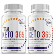 Total Keto 365 - Keto Supplement for Weight Loss - Energy & Focus Boosting Dietary Supplements for Weight Management & Metabolism - Advanced Fat Burn Raspberry Ketones Pills -120 Capsules (2 Pack)