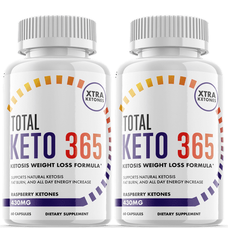 Total Keto 365 - Keto Supplement for Weight Loss - Energy & Focus Boosting Dietary Supplements for Weight Management & Metabolism - Advanced Fat Burn Raspberry Ketones Pills -120 Capsules (2 Pack)