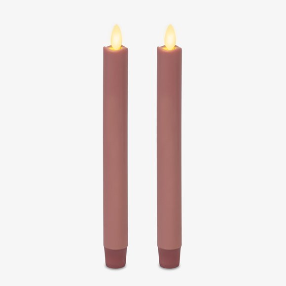 Vela cónica sin llama Luminara Rose Tan, paquete de 2