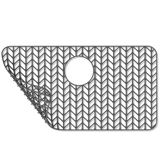 CHOK Silicone Sink Mat Protector 26×14 inch Anti-Slip Kitchen Sink Mat Grid Heat-Resistant Heat-Resistant Sink Grid Grate Accessories Sink Drain Center Protecting Mat Liner