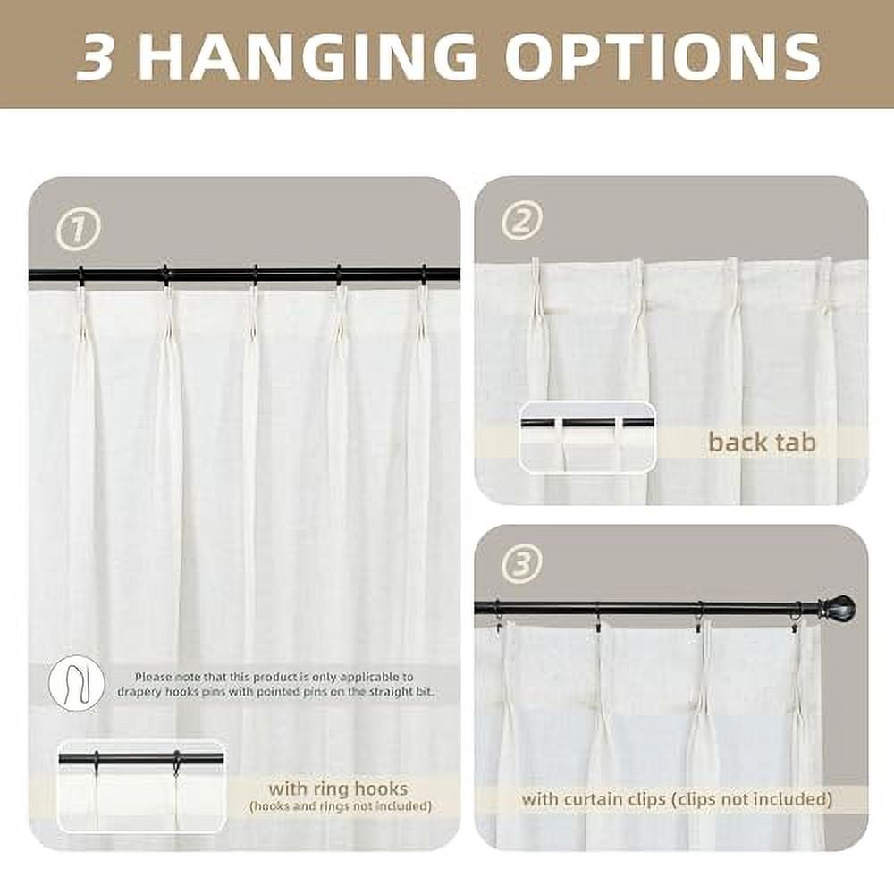 DriftAway Pinch Pleat Linen Textured Semi Sheer Solid Farmhouse and Modern Rustic Linen Curtains High Ceiling Extra Long Drapes for Living Room 15 ft Length 2 Panels W52 x L180 Inches Long Light Linen