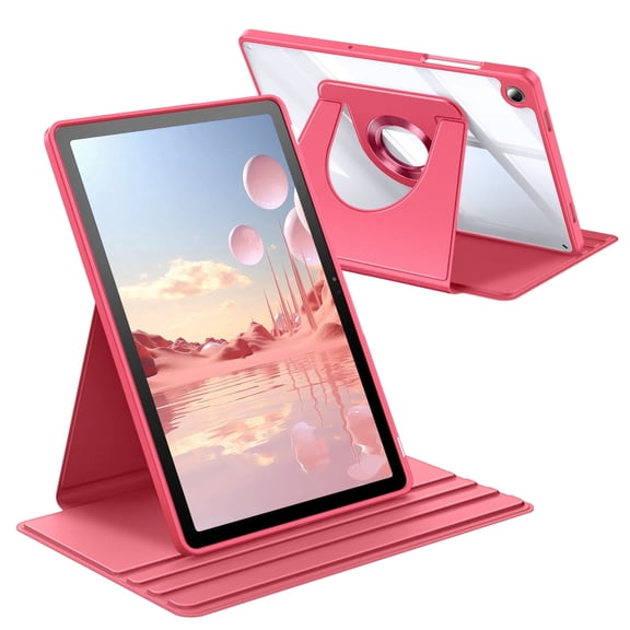 Fintie 360 Degree Rotating Case for Samsung Galaxy Tab A11 Plus 11 Inch 2025/ A9 Plus 2023, Swiveling Protective Stand Clear Back Cover, Auto Wake/Sleep, Pink