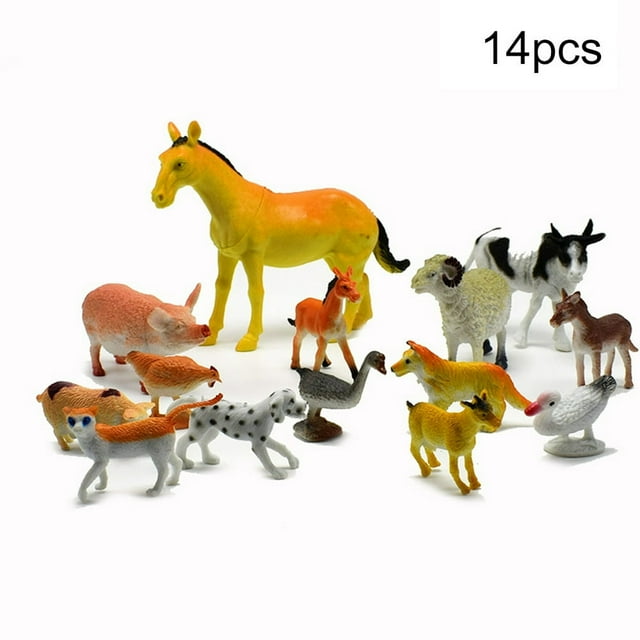 Farm Animal Model 14Pcs PVC Realistic Farm Animal Model Horse Sheep Pig Duck Goose Figure Toy