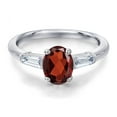 thumbnail image 3 of Gem Stone King 925 Sterling Silver Red Garnet and Lab Grown Diamond Engagement Ring for Women | 1.80 Cttw | Oval 8X6MM | Gemstone January Birthstone | Size 8, 3 of 6