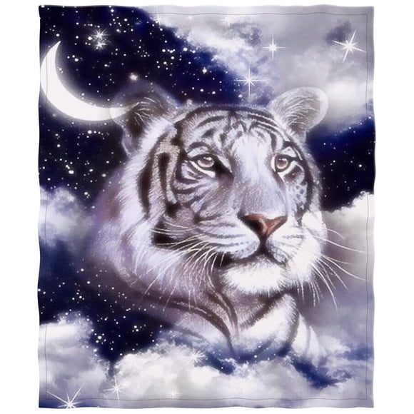 HommomH 60"x80" Blue Moon Tiger Blanket Soft Fluffy Fleece Throw for Couch Sofa Bed